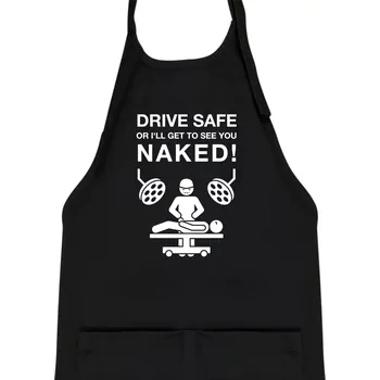 Kuchyňská zástěra Jezdi bezpečně nebo tě uvidím nahého (Hana-creative) - Dětská zástěra na vaření - Univerzální velikost ( Černá )