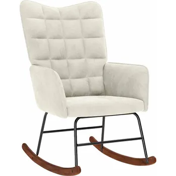 vidaXL Houpací křeslo krémově samet