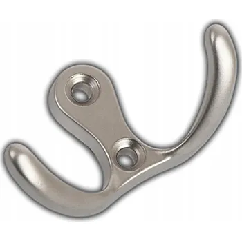 Věšák NÁBYTKOVÝ VĚŠÁK NA OBLEČENÍ OZDOBNÝ DVOJITÝ KRÁTKÝ NIKL SATÉN