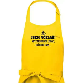 Kuchyňská zástěra Jsem včelař, utíkejte taky - Dámská zástěra na vaření - Univerzální velikost ( Žlutá )
