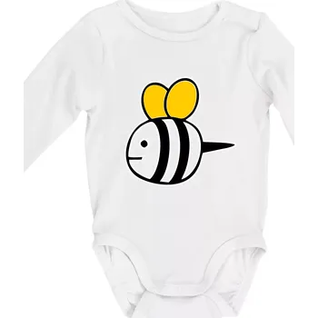 Včelka kreslená - Body kojenecké s dlouhým rukávem - Dlouhý r. 6-12 měs ( Bílá )