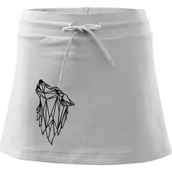 Dámská sukně Geometrie - vlk - vyjící - Sportovní sukně - two in one - XS ( Bílá )