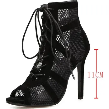 Dámské sandále Dámské síťované sandály na podpatku Velikost: 39, Barva (Varianta): 11CM-Black