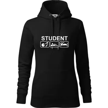 Dámská mikina Pít užívat spát - student - Mikina dámská Cape s kapucí - S ( Černá )