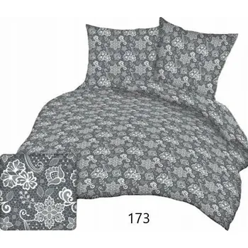 Povlečení Povlečení 160x200, grafitově šedá, bílé květy bavlna Max