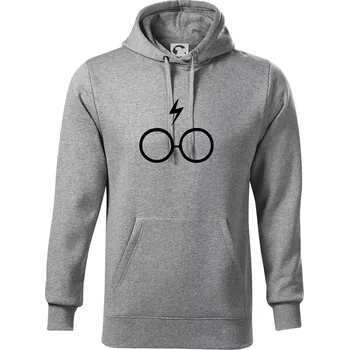 Pánská mikina Harry - Brýle - Mikina pánská Cape s kapucí - 4XL ( Tmavě šedý melír )