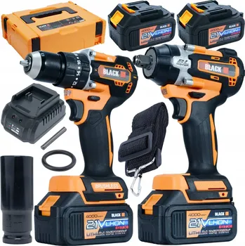 Akumulátorová sada nářadí Black, vrtačka/šroubovák a rázový utahovák