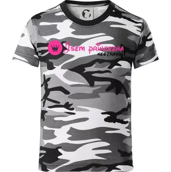 Chlapecké tričko Jsem princezna, neotravuj! - Dětské maskáčové triko - 104-110cm / 3-4 roky ( Šedý maskáč )