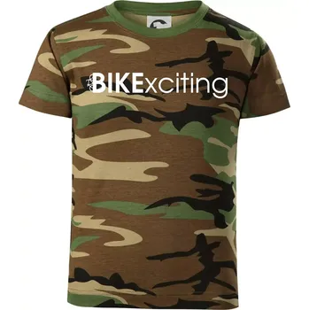 Bike nápisy Bikexciting - Dětské maskáčové triko - 104-110cm / 3-4 roky ( Hnědý maskáč )