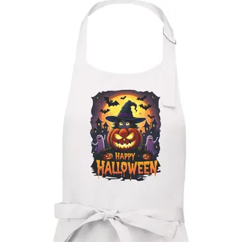 Kuchyňská zástěra Happy Halloween - Pánská zástěra na vaření - Univerzální velikost ( Bílá )
