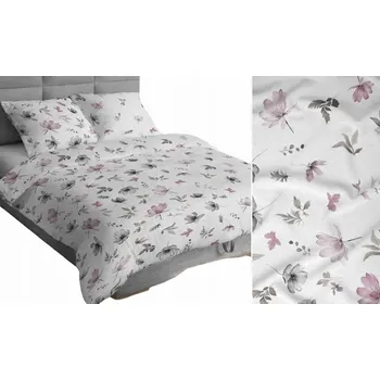 Povlečení Povlečení 140x200 bílá růžová šedá květy listy 4892 B bavlna Max