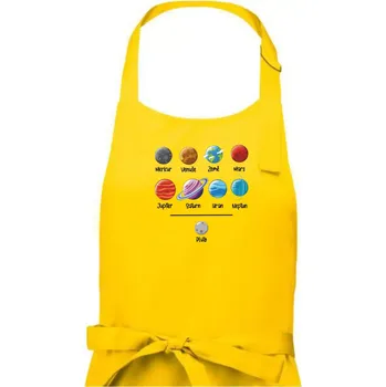 Kuchyňská zástěra Planety vedle sebe plus pluto - Dámská zástěra na vaření - Univerzální velikost ( Žlutá )