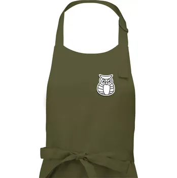 Kuchyňská zástěra Sova kreslená na prsu - Pánská zástěra na vaření - Univerzální velikost ( Khaki )