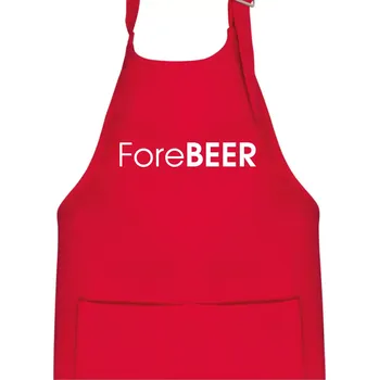 Kuchyňská zástěra Pivní nápisy ForeBEER - Dětská zástěra na vaření - Univerzální velikost ( Červená )