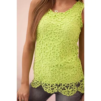 Dámská košile Dámská halenka s krajkou bez rukávů zelený UNI