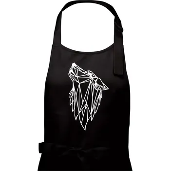 Kuchyňská zástěra Geometrie - vlk - vyjící - Pánská zástěra na vaření - Univerzální velikost ( Černá )