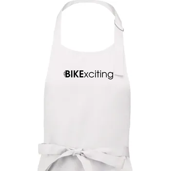 Kuchyňská zástěra Bike nápisy Bikexciting - Pánská zástěra na vaření - Univerzální velikost ( Bílá )