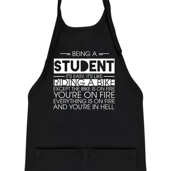 Kuchyňská zástěra Being a student - bike - Dětská zástěra na vaření - Univerzální velikost ( Černá )