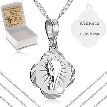 Řetízek STŘÍBRNÝ ŘETÍZEK + MEDAILON Matka Boží PR 925 DÁREK K PŘIJÍMÁNÍ SVATÉ PŘIJÍMÁNÍ