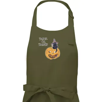Kuchyňská zástěra Dýně a kočka - Pánská zástěra na vaření - Univerzální velikost ( Khaki )