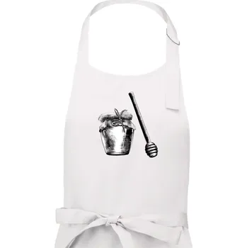 Kuchyňská zástěra Med ve sklenici - Dámská zástěra na vaření - Univerzální velikost ( Bílá )