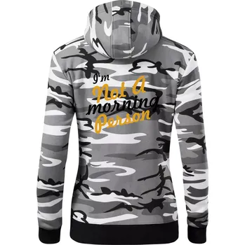 Dámská mikina I'm not a morning person - Dámská mikina trendy zipper s kapucí - M ( Šedý maskáč )