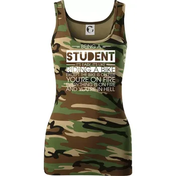 Dámské tričko Being a student - bike - Dámské Maskáčové tílko - XS ( Hnědý maskáč )