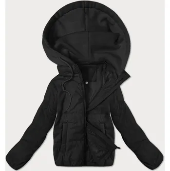 Krátká černá dámská bunda s teplákovou kapucí J Style (16M9236-392) odstíny černé S (36)