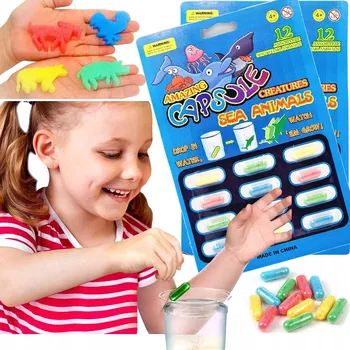 Hračka pro nejmenší MAGICKÉ KAPSLE DO KOUPÁNÍ ROSTOUCÍ VE VODĚ VODNÍ SVĚT 24 KUSŮ XXL