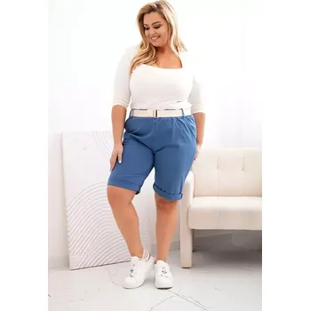 Dámské kraťasy Dámské bavlněné šortky Plus Size s páskem denim 3XL