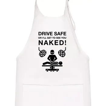Kuchyňská zástěra Jezdi bezpečně nebo tě uvidím nahého (Hana-creative) - Dětská zástěra na vaření - Univerzální velikost ( Bílá )