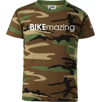 Bike nápisy Bikemazing - Dětské maskáčové triko - 146 cm/10 let ( Hnědý maskáč )
