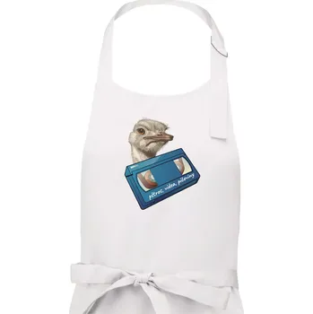 Kuchyňská zástěra Pštrosi vídea - Pánská zástěra na vaření - Univerzální velikost ( Bílá )