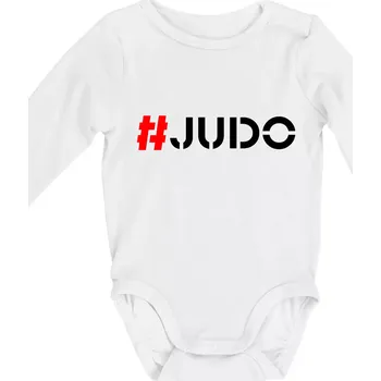 Judo Hashtag - Body kojenecké s dlouhým rukávem - Dlouhý r. 3-6 měs ( Bílá )
