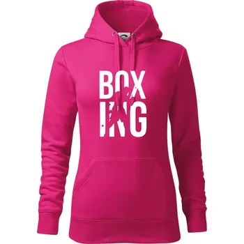 Dámská mikina Nápis Boxing - Mikina dámská Cape s kapucí - S ( Purpurová )