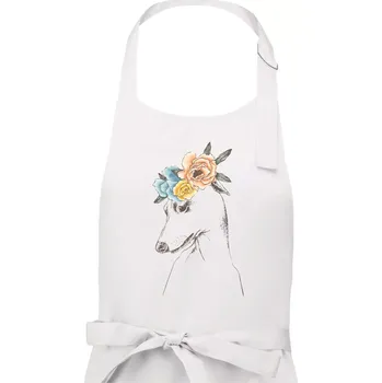 Kuchyňská zástěra Chrt princezna - Pánská zástěra na vaření - Univerzální velikost ( Bílá )