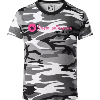 Chlapecké tričko Jsem princezna, no a co! - Dětské maskáčové triko - 134 cm/8 let ( Šedý maskáč )