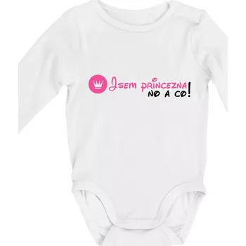 Jsem princezna, no a co! - Body kojenecké s dlouhým rukávem - Dlouhý r. do 3 měs ( Bílá )