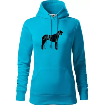 Dámská mikina Vlkodav nápis v těle - Mikina dámská Cape s kapucí - XL ( Světlý tyrkys )