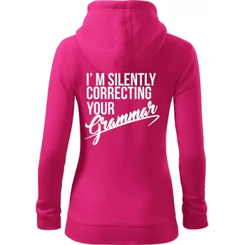 Dámská mikina Correcting grammar - Dámská mikina trendy zipper s kapucí - 2XL ( Purpurová )