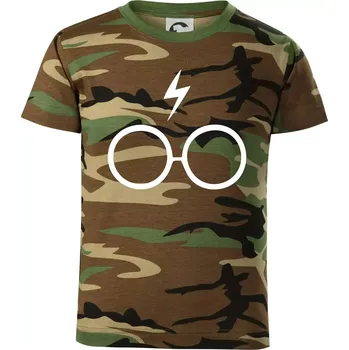 Harry - Brýle - Dětské maskáčové triko - 146 cm/10 let ( Hnědý maskáč )