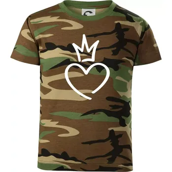 Chlapecké tričko Srdce princezna - Dětské maskáčové triko - 134 cm/8 let ( Hnědý maskáč )
