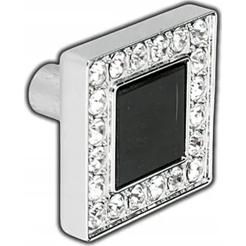 OZDOBNÁ NÁBYTKOVÁ ÚCHYTKA GAŁKA MIA ČTVERCOVÁ 32x32MM CHROM ČERNÁ