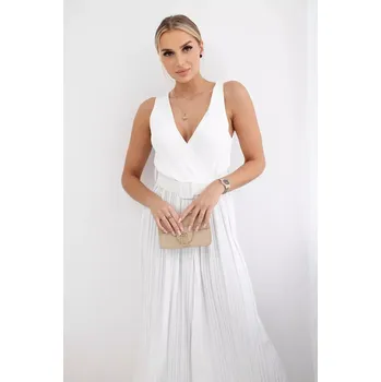 Dámský overall Plisovaná viskózová kombinéza ecru UNI