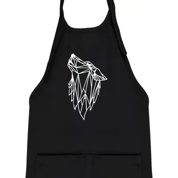 Kuchyňská zástěra Geometrie - vlk - vyjící - Dětská zástěra na vaření - Univerzální velikost ( Černá )