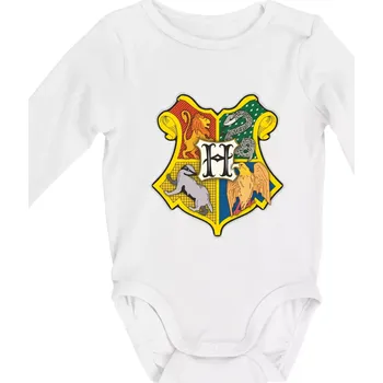 Harry znak školy - Body kojenecké s dlouhým rukávem - Dlouhý r. do 3 měs ( Bílá )