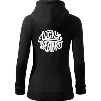 Dámská mikina Lucky Bastard - Dámská mikina trendy zipper s kapucí - M ( Černá )