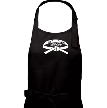 Kuchyňská zástěra Judo eat repeat - Dámská zástěra na vaření - Univerzální velikost ( Černá )