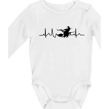 Kojenecký body EKG čarodějnice - Body kojenecké s dlouhým rukávem - Dlouhý r. do 3 měs ( Bílá )