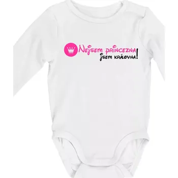 Nejsem princezna, jsem královna! - Body kojenecké s dlouhým rukávem - Dlouhý r. 6-12 měs ( Bílá )